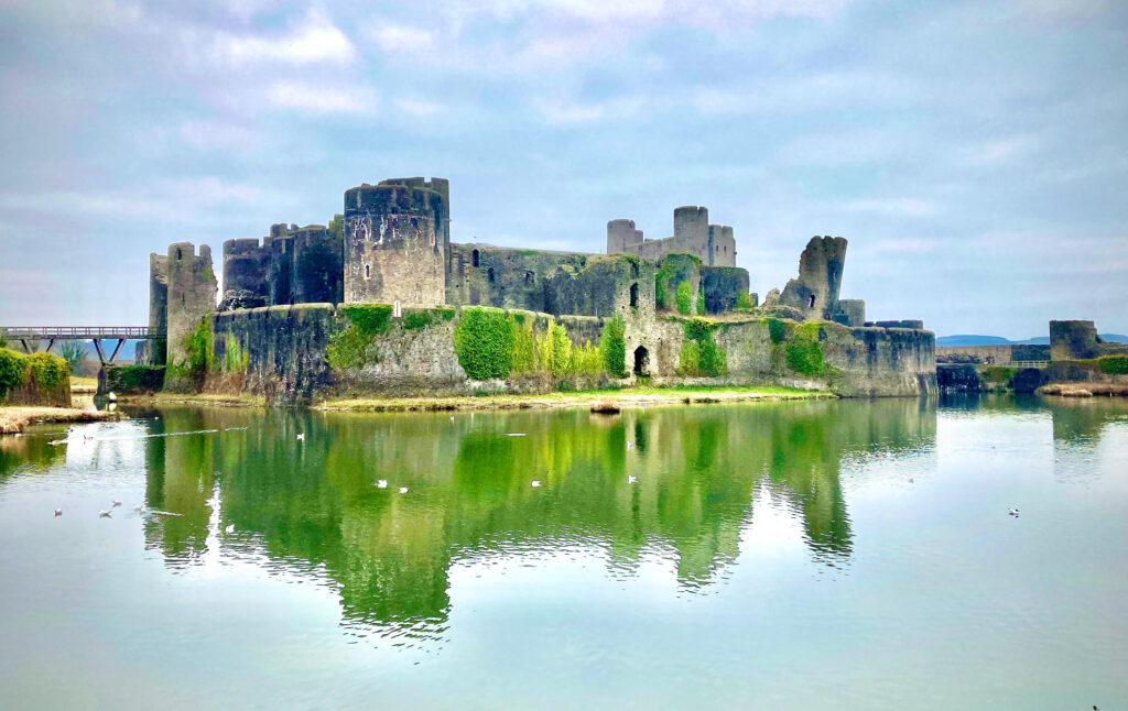 Caephilly Castle on the Cambrian Way